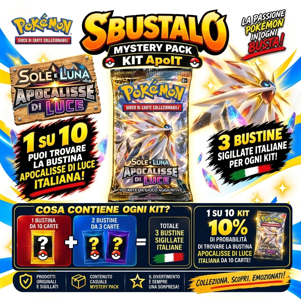 Mystery Pack Pokémon by Sbustalo.com – Kit ApoIT – 3 Bustine Sigillate Italiane