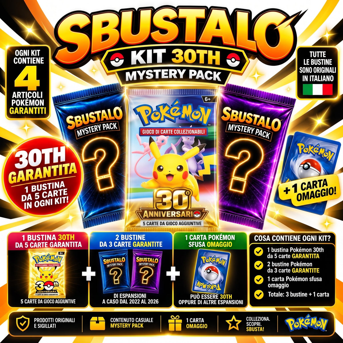Mystery Pack Pokémon 30TH Anniversario ITA | Sbustalo