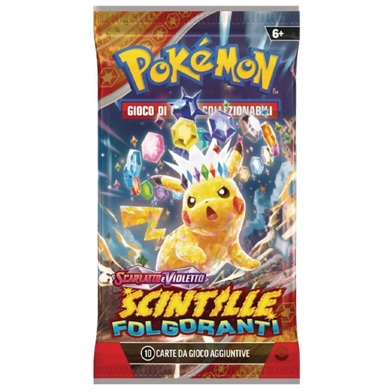 Bustina Pokémon Scarlatto e Violetto – Scintille Folgoranti 2024 – 10 Carte + 1 Energia Base – ITA