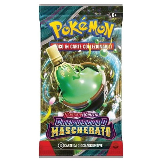 Bustina Pokémon Scarlatto e Violetto – Crepuscolo Mascherato 2024 – 10 Carte + 1 Energia Base – ITA