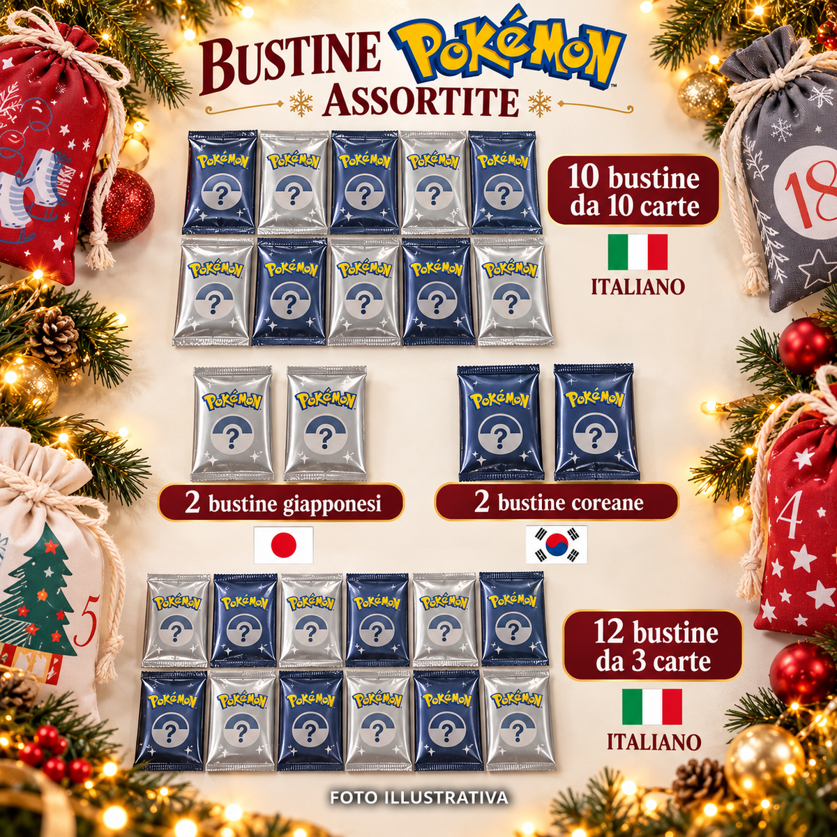 Calendario dell’Avvento Pokémon – 24 Sorprese con Bustine, Carte, Gadget e 4 Mini Funko Bitty Pop! (151 + 30TH)