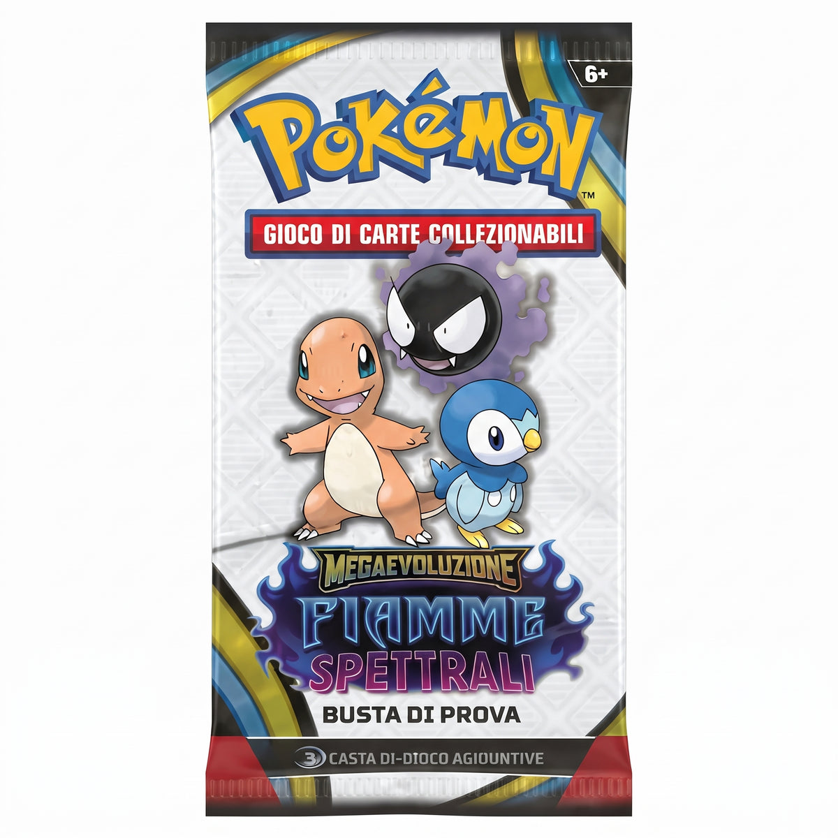 Bustina Pokémon Megaevoluzione – Fiamme Spettrali 2025 – Fun Pack 3 Carte – ITA
