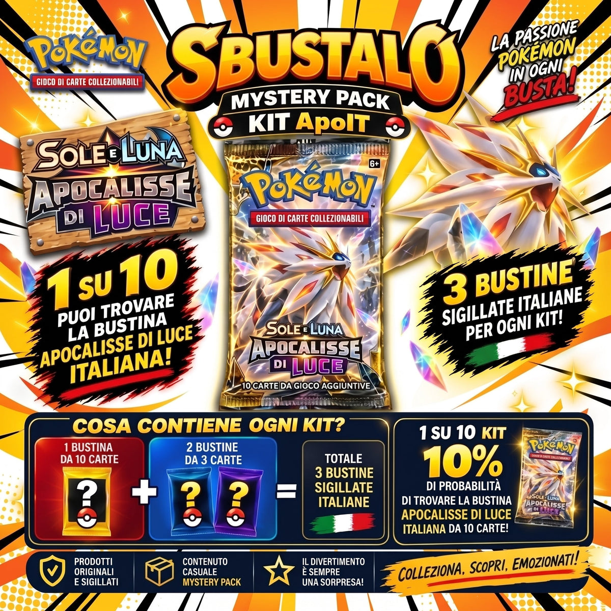 Mystery Pack Pokémon Sole e Luna Apocalisse di Luce ITA | Sbustalo
