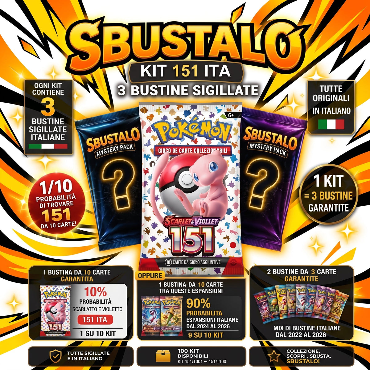 Mystery Pack Pokémon Scarlatto e Violetto 151 ITA | Sbustalo