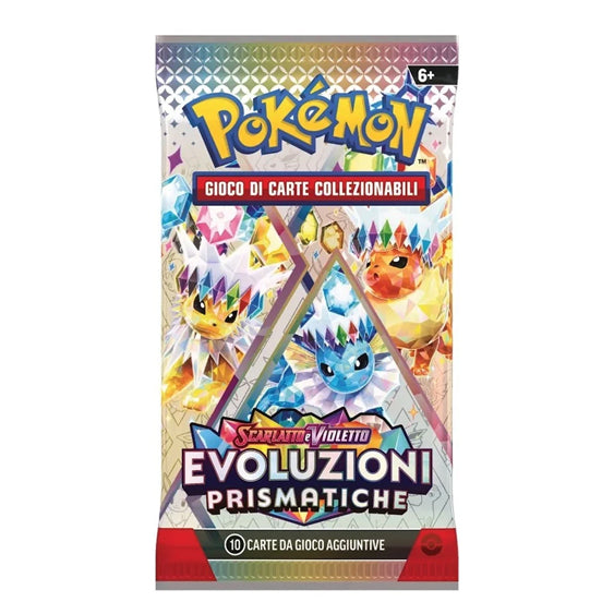 Pokémon Karmesin & Purpur – Prismatische Entwicklungen 2025 Boosterpack – 10 Karten + 1 Basis-Energie – ITA