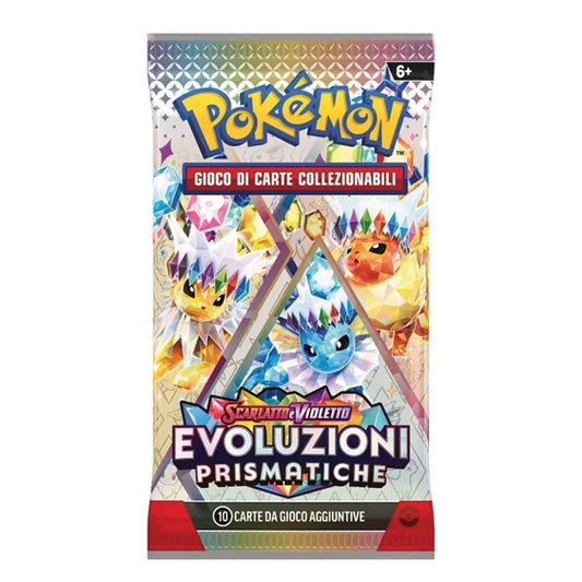 Bustina Pokémon Scarlatto e Violetto – Evoluzioni Prismatiche 2025 – 10 Carte + 1 Energia Base – ITA