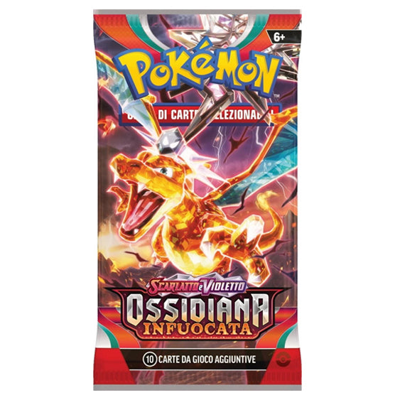 Bustina Pokémon Scarlatto e Violetto – Ossidiana Infuocata 2023 – 10 Carte + 1 Energia Base – ITA