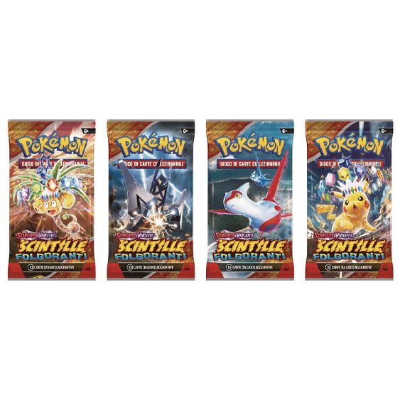 Bustina Pokémon Scarlatto e Violetto – Scintille Folgoranti 2024 – 10 Carte + 1 Energia Base – ITA