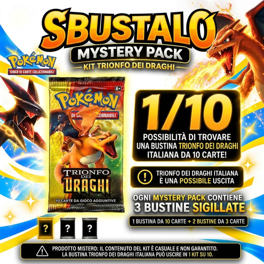 Mystery Pack Pokémon by Sbustalo.com – Kit Dra-Ita – 3 Bustine Sigillate Italiane