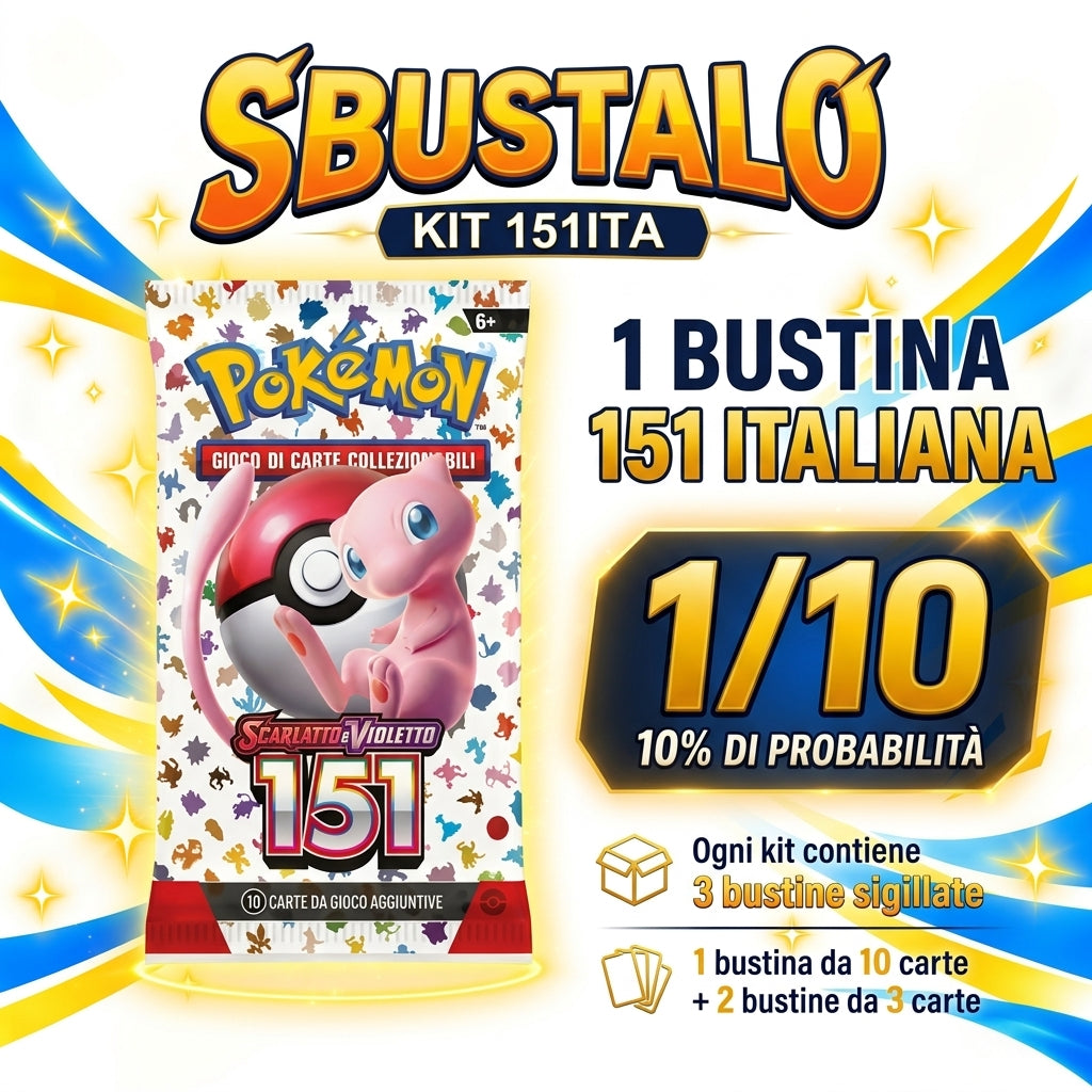 Mystery Pack Pokémon by Sbustalo.com – Kit 151ITA – 3 Bustine Sigillate Italiane