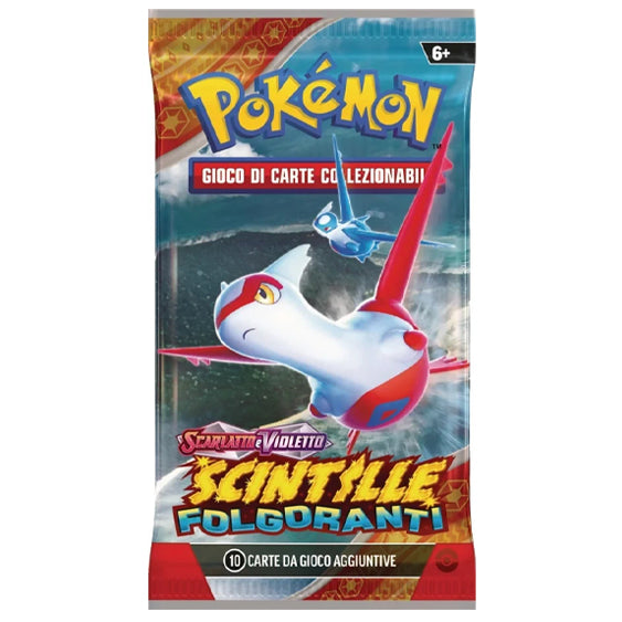 Bustina Pokémon Scarlatto e Violetto – Scintille Folgoranti 2024 – 10 Carte + 1 Energia Base – ITA