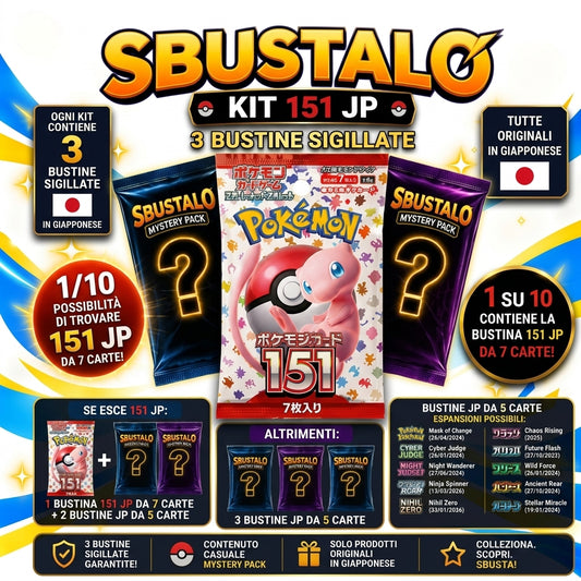 Mystery Pack Pokémon by Sbustalo.com – Kit 151JP – 3 Bustine Sigillate Giapponesi
