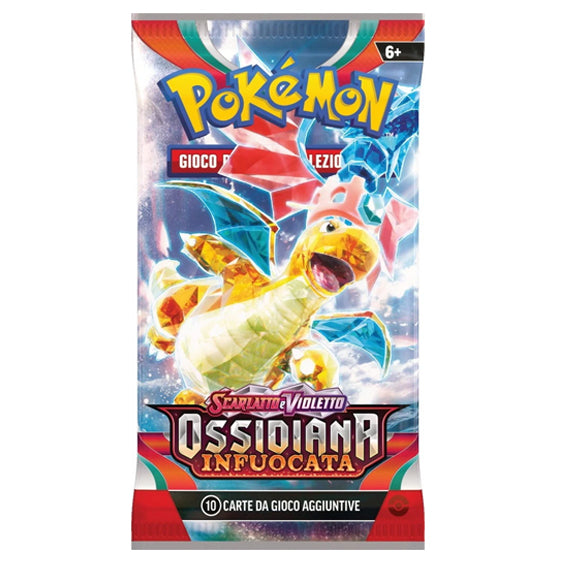 Bustina Pokémon Scarlatto e Violetto – Ossidiana Infuocata 2023 – 10 Carte + 1 Energia Base – ITA