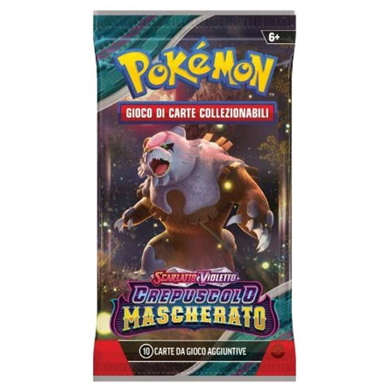 Bustina Pokémon Scarlatto e Violetto – Crepuscolo Mascherato 2024 – 10 Carte + 1 Energia Base – ITA