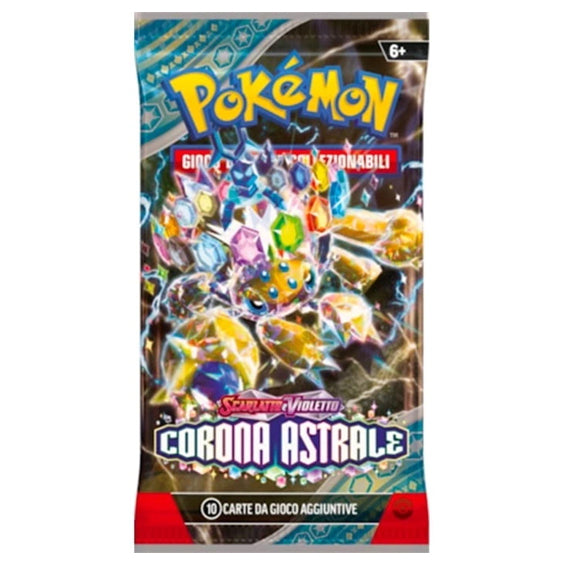 Bustina Pokémon Scarlatto e Violetto – Corona Astrale 2024 – 10 Carte + 1 Energia Base – ITA