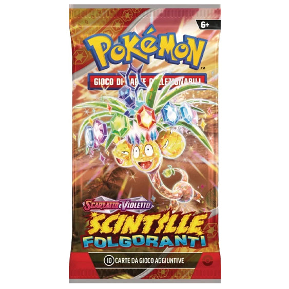 Bustina Pokémon Scarlatto e Violetto – Scintille Folgoranti 2024 – 10 Carte + 1 Energia Base – ITA
