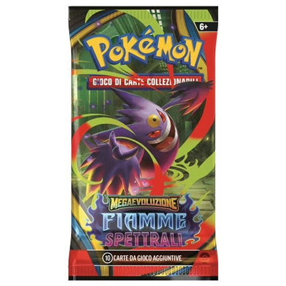 Pokémon Mega-Entwicklung Booster – Spektralflammen 2025 – 10 Karten + 1 Basis-Energie – ITA