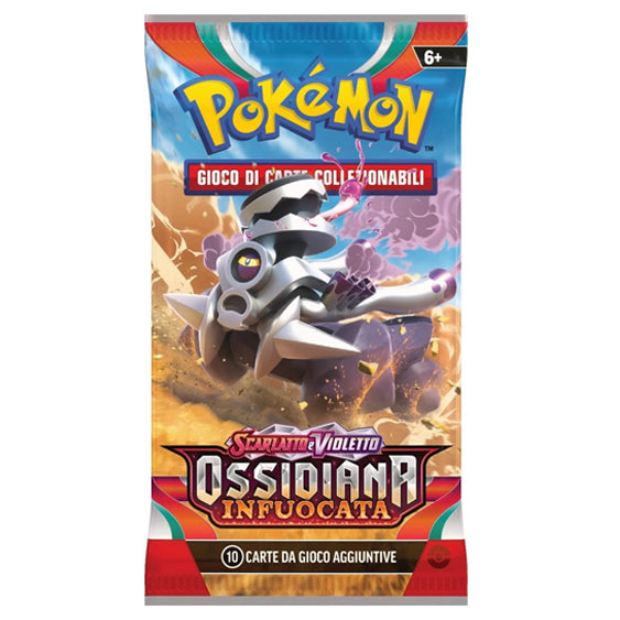 Bustina Pokémon Scarlatto e Violetto – Ossidiana Infuocata 2023 – 10 Carte + 1 Energia Base – ITA