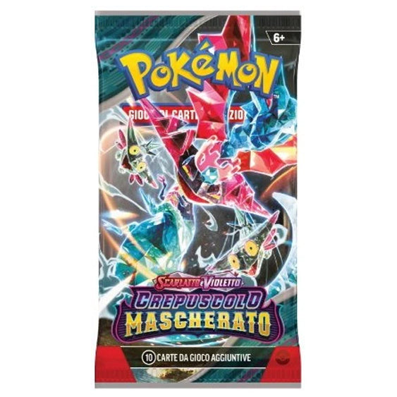 Bustina Pokémon Scarlatto e Violetto – Crepuscolo Mascherato 2024 – 10 Carte + 1 Energia Base – ITA