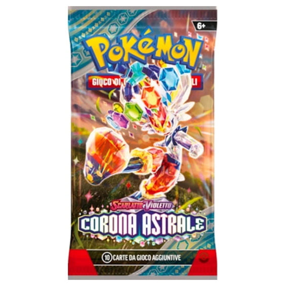 Bustina Pokémon Scarlatto e Violetto – Corona Astrale 2024 – 10 Carte + 1 Energia Base – ITA