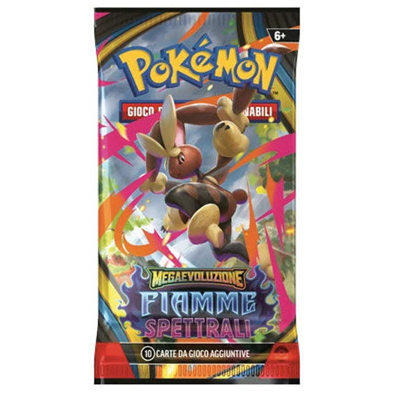 Pokémon Mega-Entwicklung Booster – Spektralflammen 2025 – 10 Karten + 1 Basis-Energie – ITA
