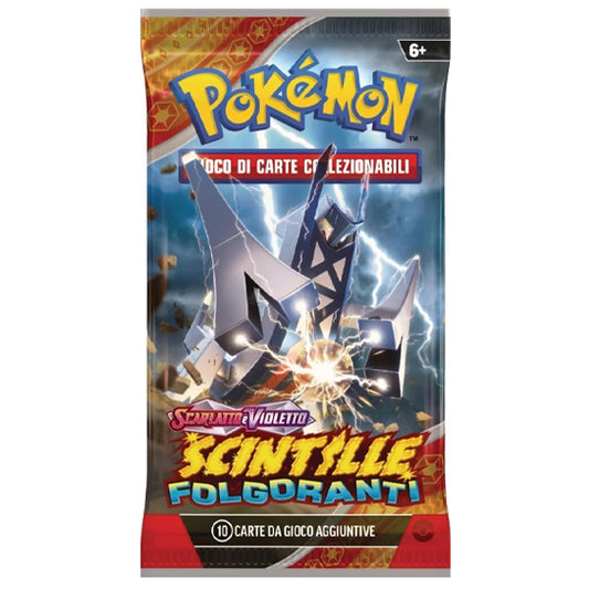 Bustina Pokémon Scarlatto e Violetto – Scintille Folgoranti 2024 – 10 Carte + 1 Energia Base – ITA