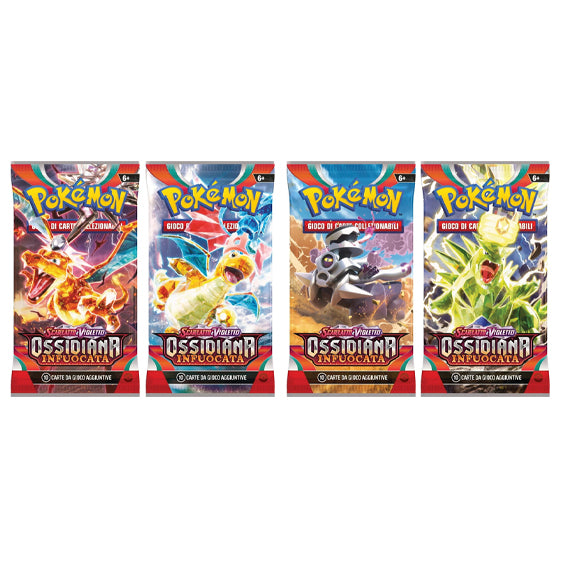 Bustina Pokémon Scarlatto e Violetto – Ossidiana Infuocata 2023 – 10 Carte + 1 Energia Base – ITA