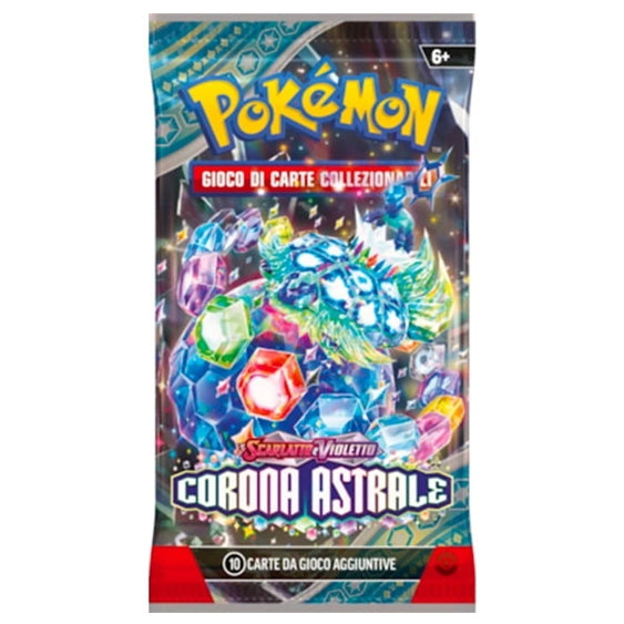 Bustina Pokémon Scarlatto e Violetto – Corona Astrale 2024 – 10 Carte + 1 Energia Base – ITA
