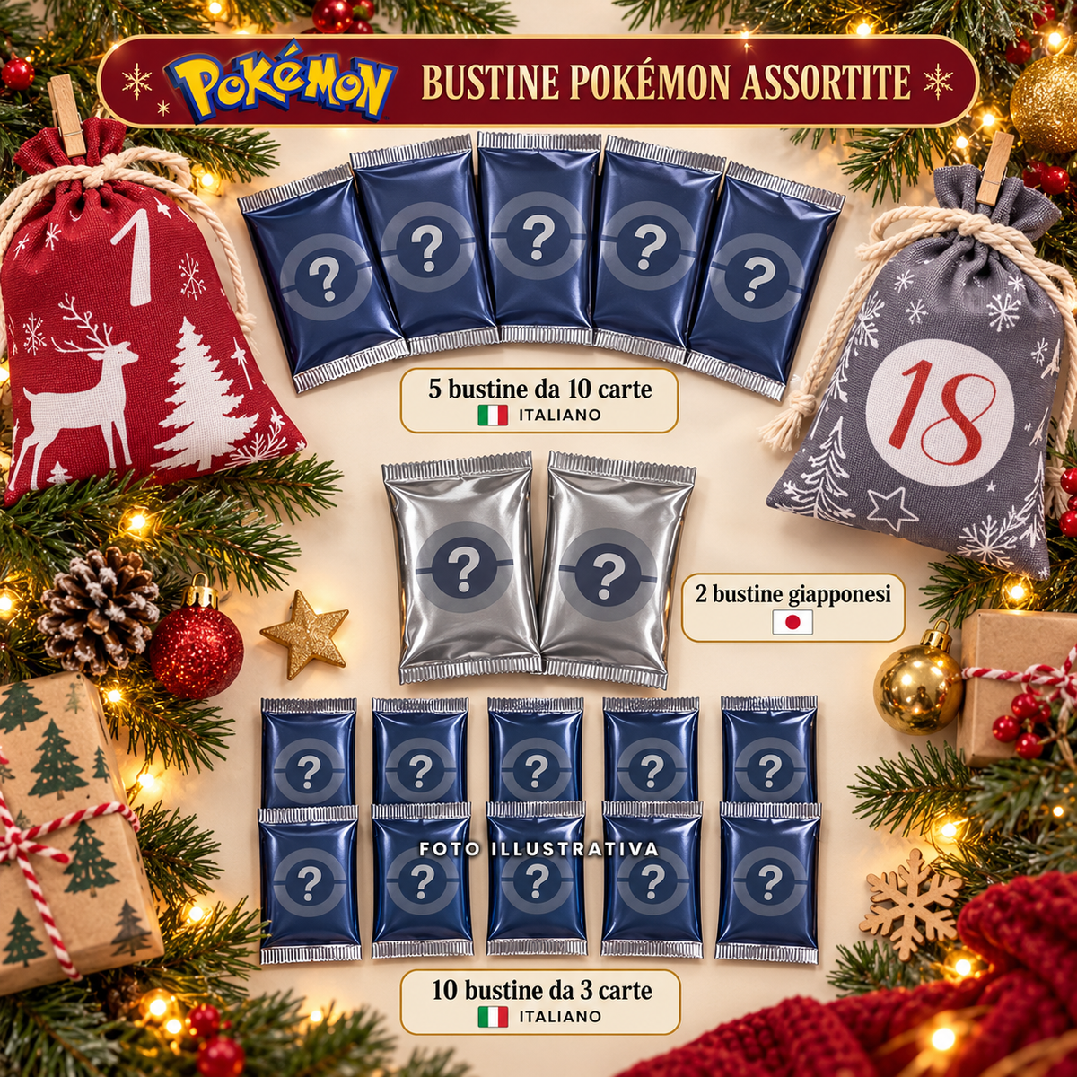 Calendario dell’Avvento Pokémon – 24 Sorprese con Bustine, Carte, Gadget e 3 Mini Funko Bitty Pop! (151 + 30TH)