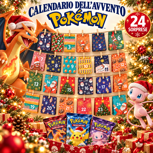 Calendario dell’Avvento Pokémon – 24 Sorprese con Bustine, Carte, Gadget e 3 Mini Funko Bitty Pop!