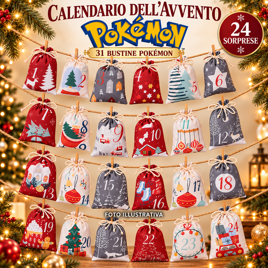 Calendario dell’Avvento Pokémon – 24 Sorprese con Bustine, Carte, Gadget e 4 Mini Funko Bitty Pop! (151 + 30TH)