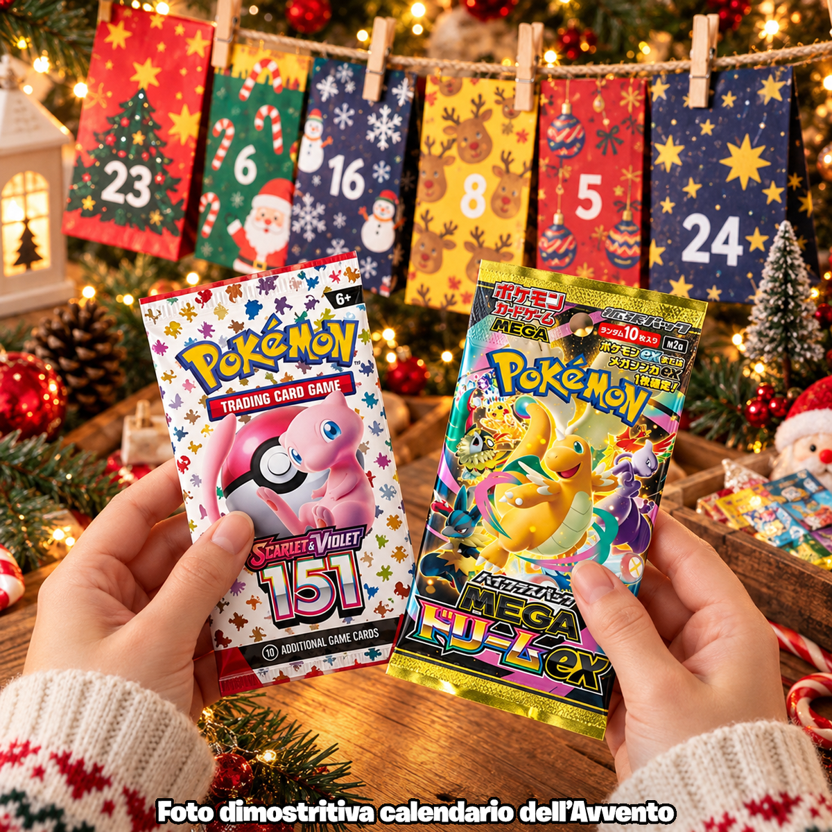 Calendario dell’Avvento Pokémon – 24 Sorprese con Bustine, Carte, Gadget e 3 Mini Funko Bitty Pop!