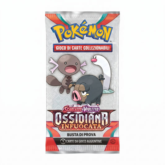 Bustina Pokémon Scarlatto e Violetto – Ossidiana Infuocata 2023 – Busta di Presentazione 3 Carte – ITA