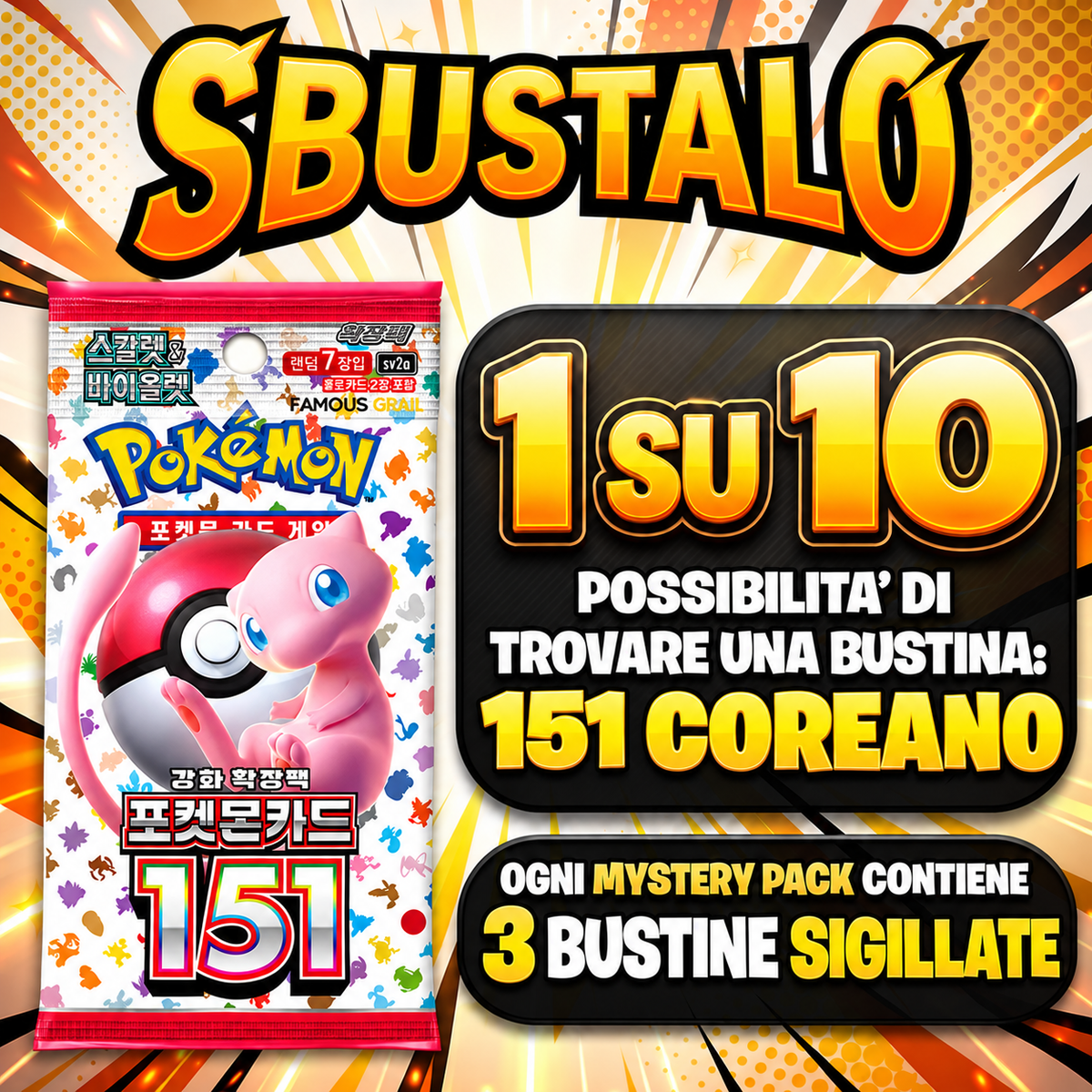 Mystery Pack Pokémon 151 Coreano | Sbustalo
