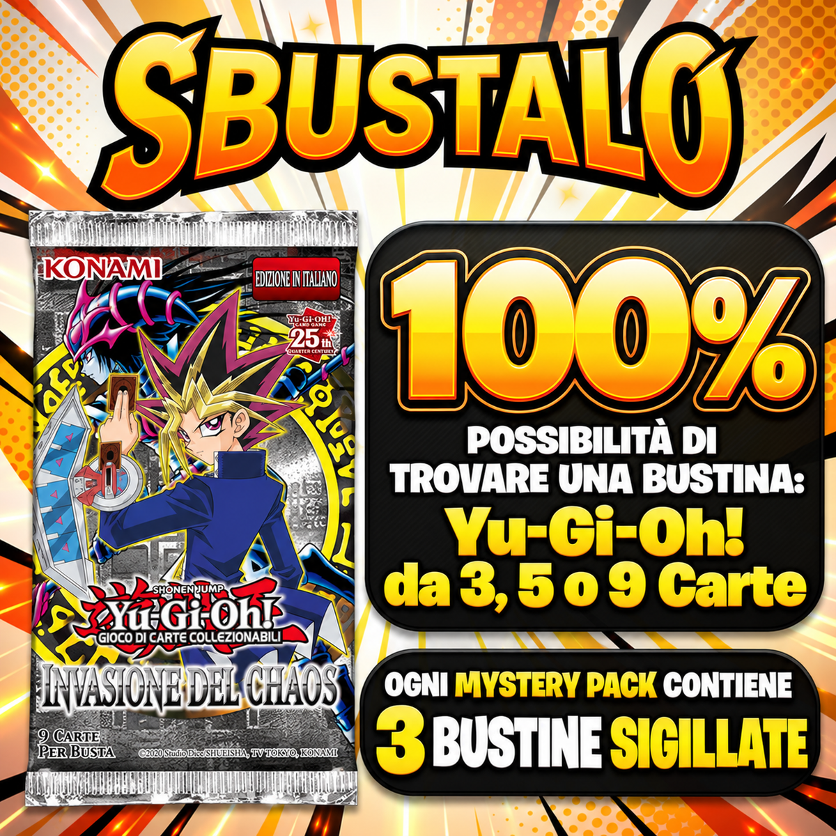 Mystery Pack Yu-Gi-Oh! 3, 5 o 9 Carte | Sbustalo