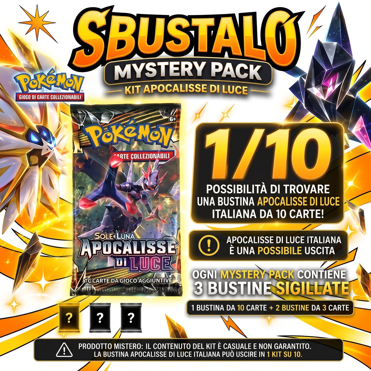 Mystery Pack Pokémon Sole e Luna Apocalisse di Luce ITA | Sbustalo